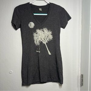 Soul Flower Organic Cotton Graphic Tee Dress – Gray – Size Small – Made in USA S